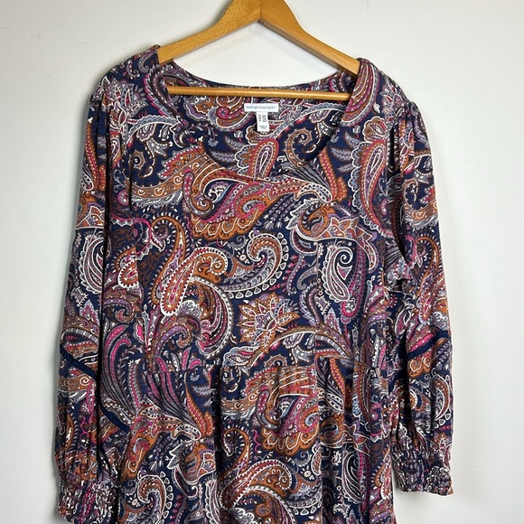 Canyon retreat Paisley Print Women's Dress size 2xp stretch comfortable boho - Picture 3 of 14